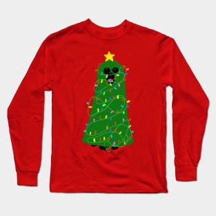 Black dog disguise as christmas tree Long Sleeve T-Shirt